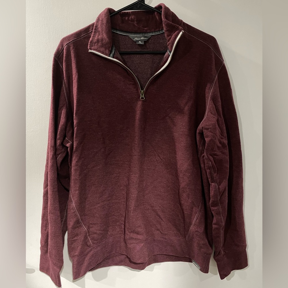 Eddie Bauer quarter zip sweater. Rust/Maroon. Medium